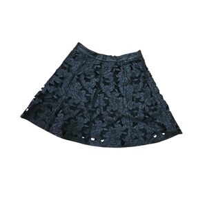 Club Monaco Black Floral A-Line Skirt